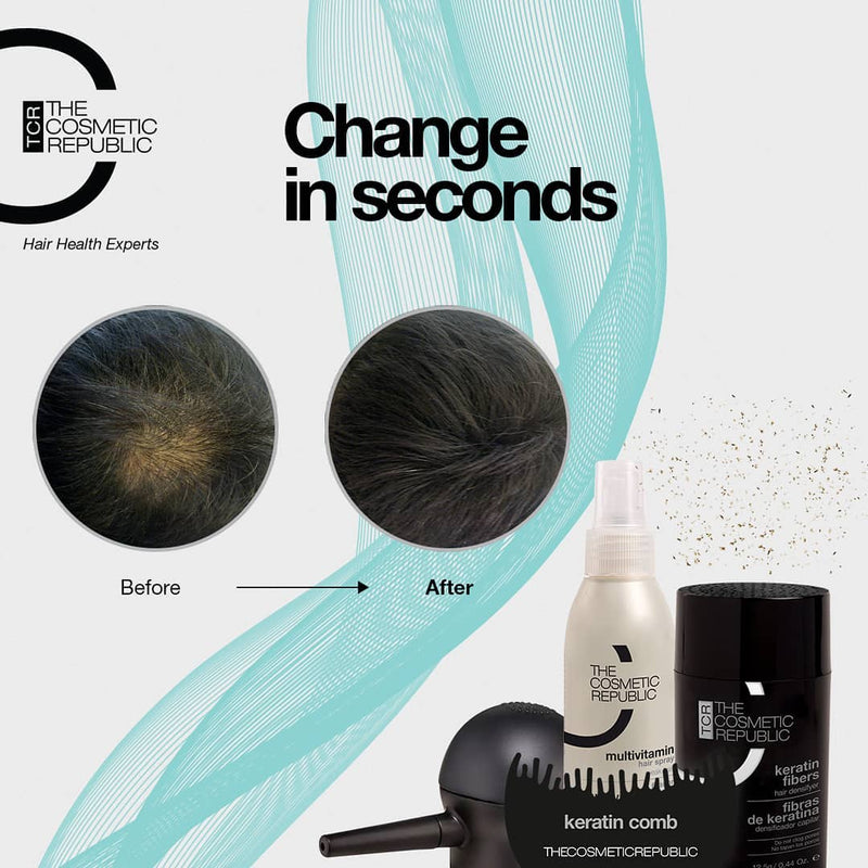 TCR Keratin fibers – plaukus tankinanti/maskuojanti priemonė (10 galimų atspalvių) - nedažo plaukų