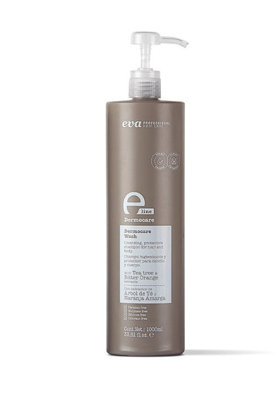 E-line Dermocare wash – valomasis apsauginis šampūnas/prausiklis plaukams ir visam kūnui 1L - SHADE CITY